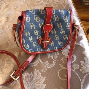 Dooney & Bourke denim/red bag in great condition